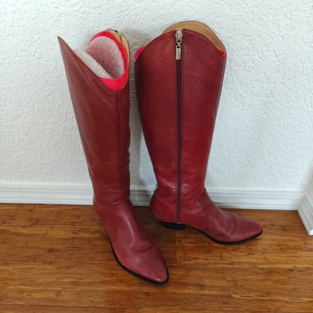 Schutz S-Fantinne Red Brown Boots Size 8